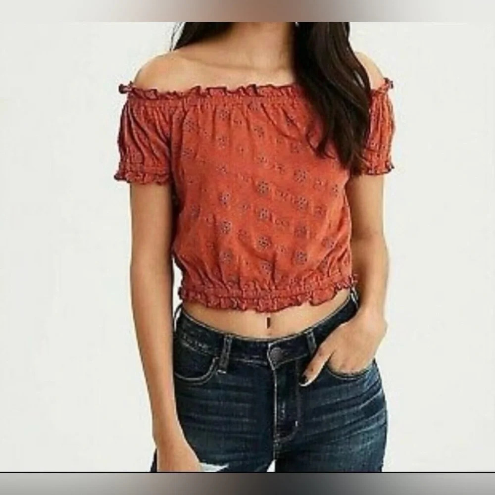 American Eagle Cropped Short Sleeve Shirt, Size Small. Good Condition.